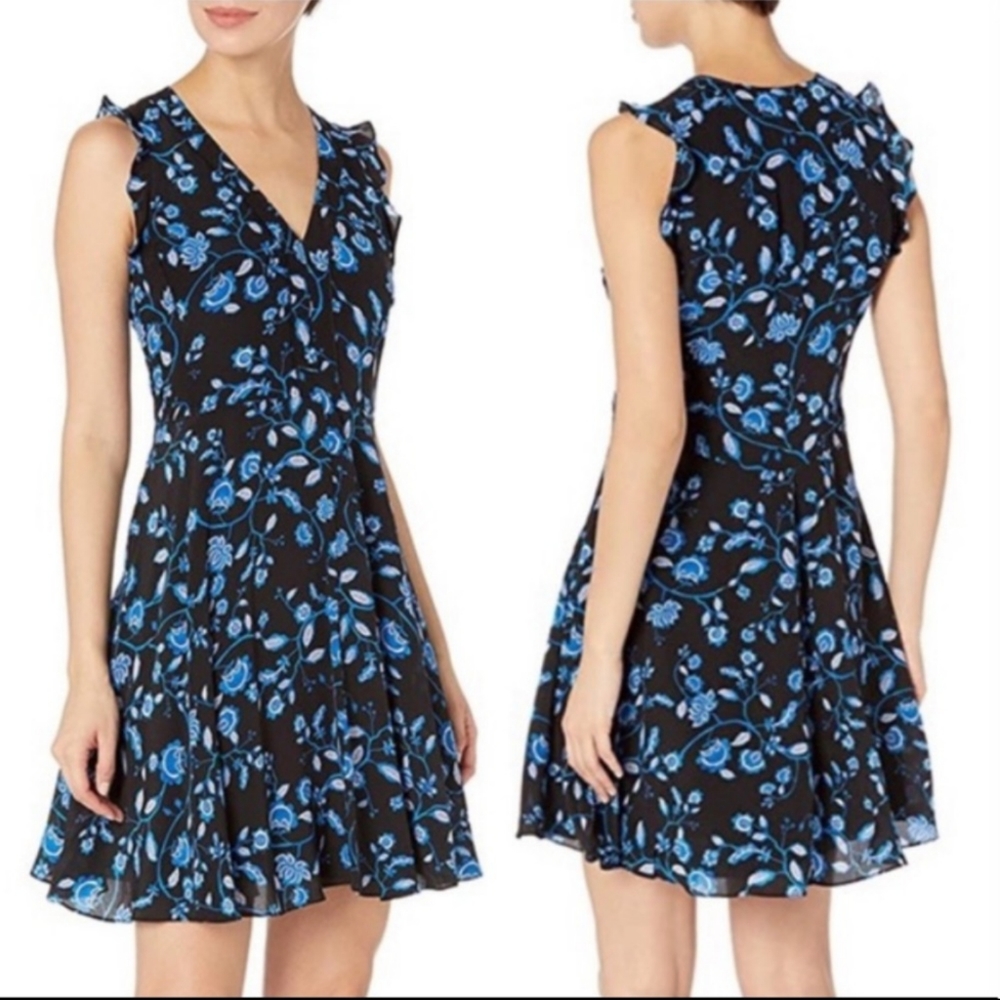 Rebecca Taylor Silk Floral Dress Flutter Cap-Sleeve Dress Size 0